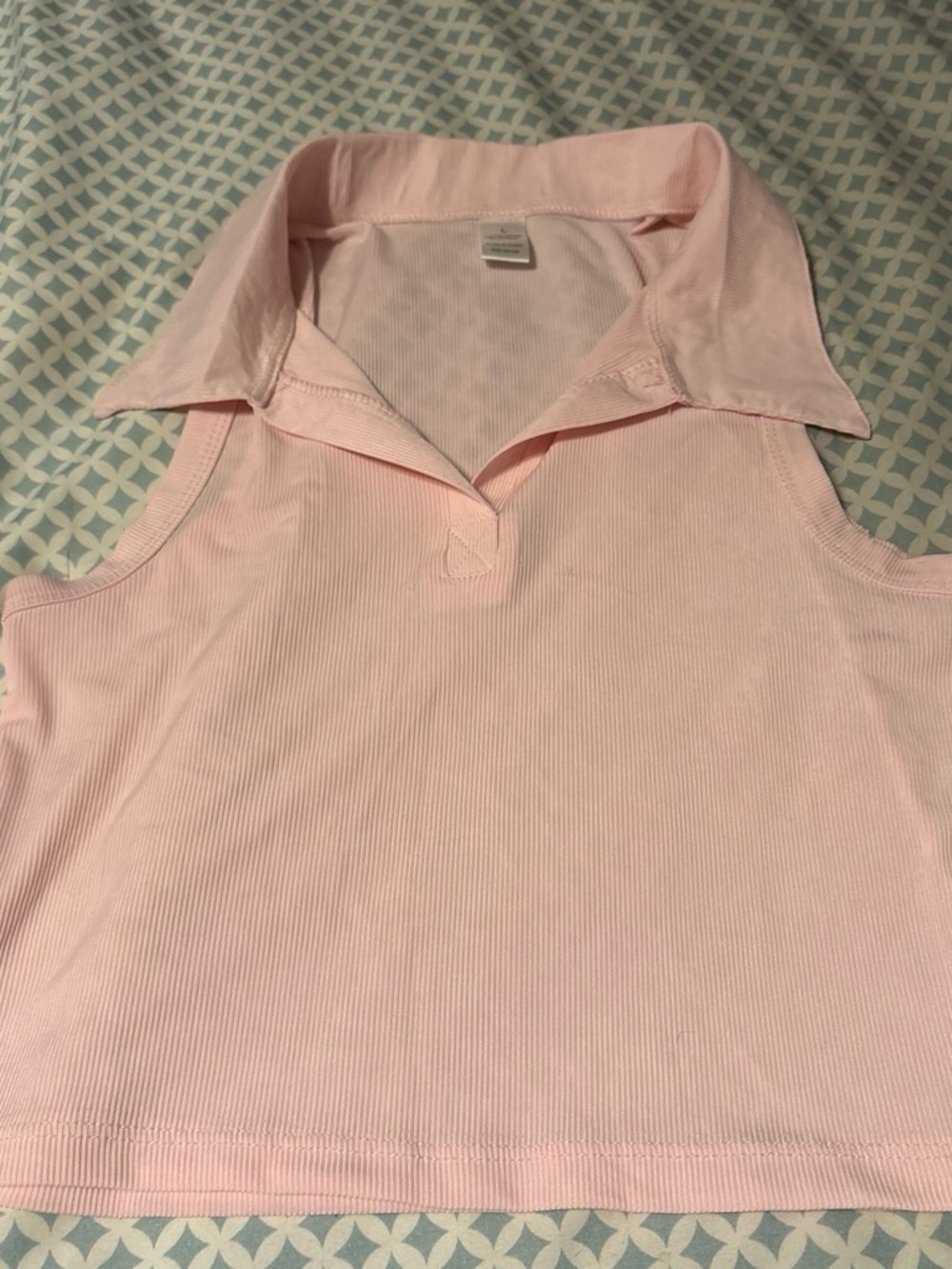 Sleeveless Pink Collared Tank Top